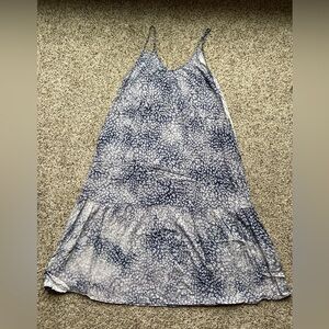 Women’s Blue and White Patterned Midi Slip Dress